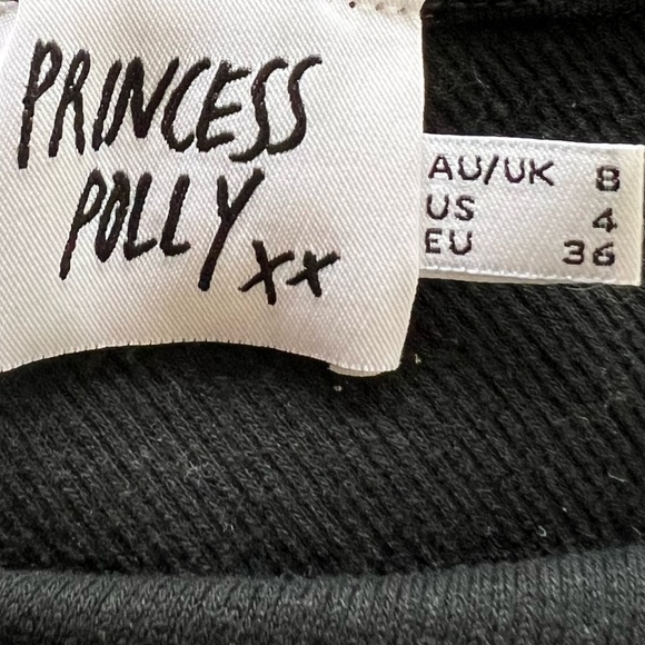 Princess Polly asymmetrical crop top Size 4 small black - Picture 7 of 8